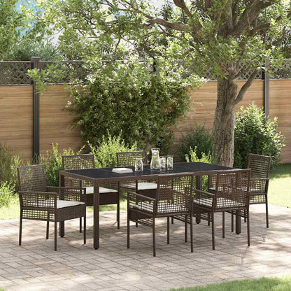 Set da Pranzo per Giardino 7 pcs Marrone polyrattan | homemem39