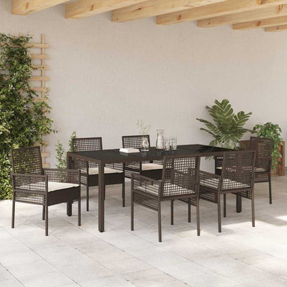 Set da Pranzo per Giardino 7 pcs Marrone polyrattan | homemem39