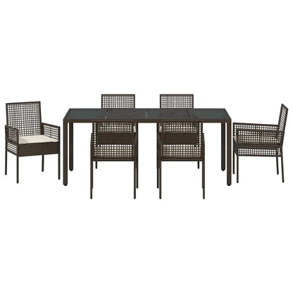 Set da Pranzo per Giardino 7 pcs Marrone polyrattan | homemem39