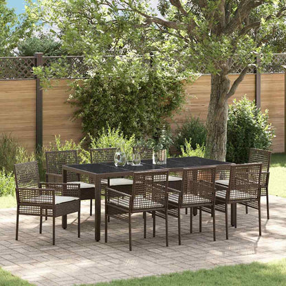 Set da Pranzo per Giardino 9 pcs Marrone polyrattan | homemem39