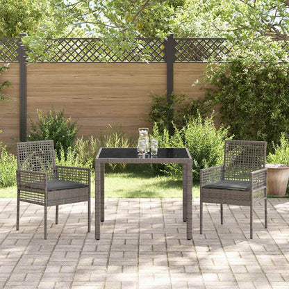 Set da Pranzo per Giardino 3 pcs Grigio polyrattan | homemem39