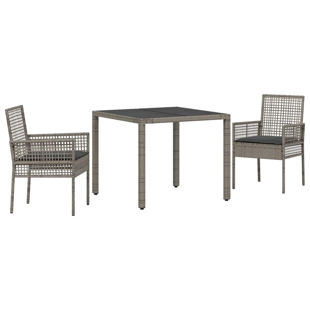 Set da Pranzo per Giardino 3 pcs Grigio polyrattan | homemem39