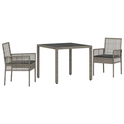 Set da Pranzo per Giardino 3 pcs Grigio polyrattan | homemem39