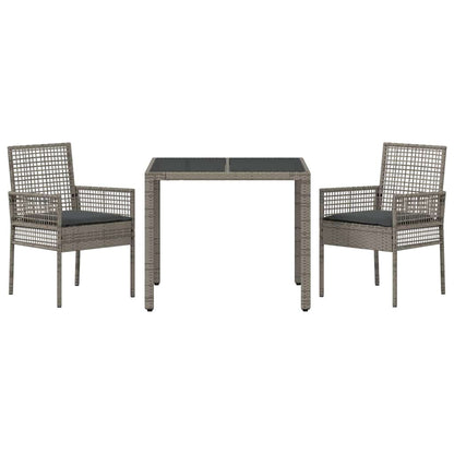 Set da Pranzo per Giardino 3 pcs Grigio polyrattan | homemem39