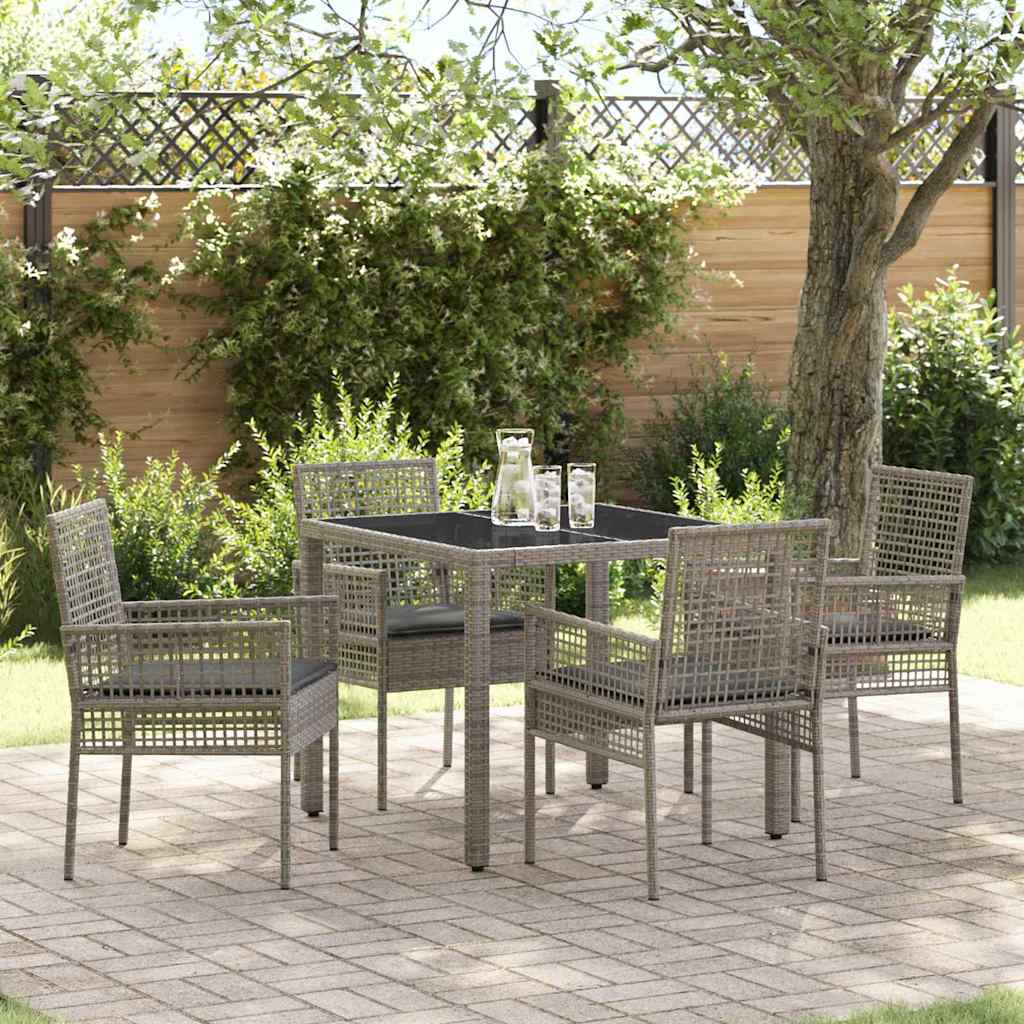 Set da Pranzo per Giardino 5 pcs Grigio polyrattan | homemem39