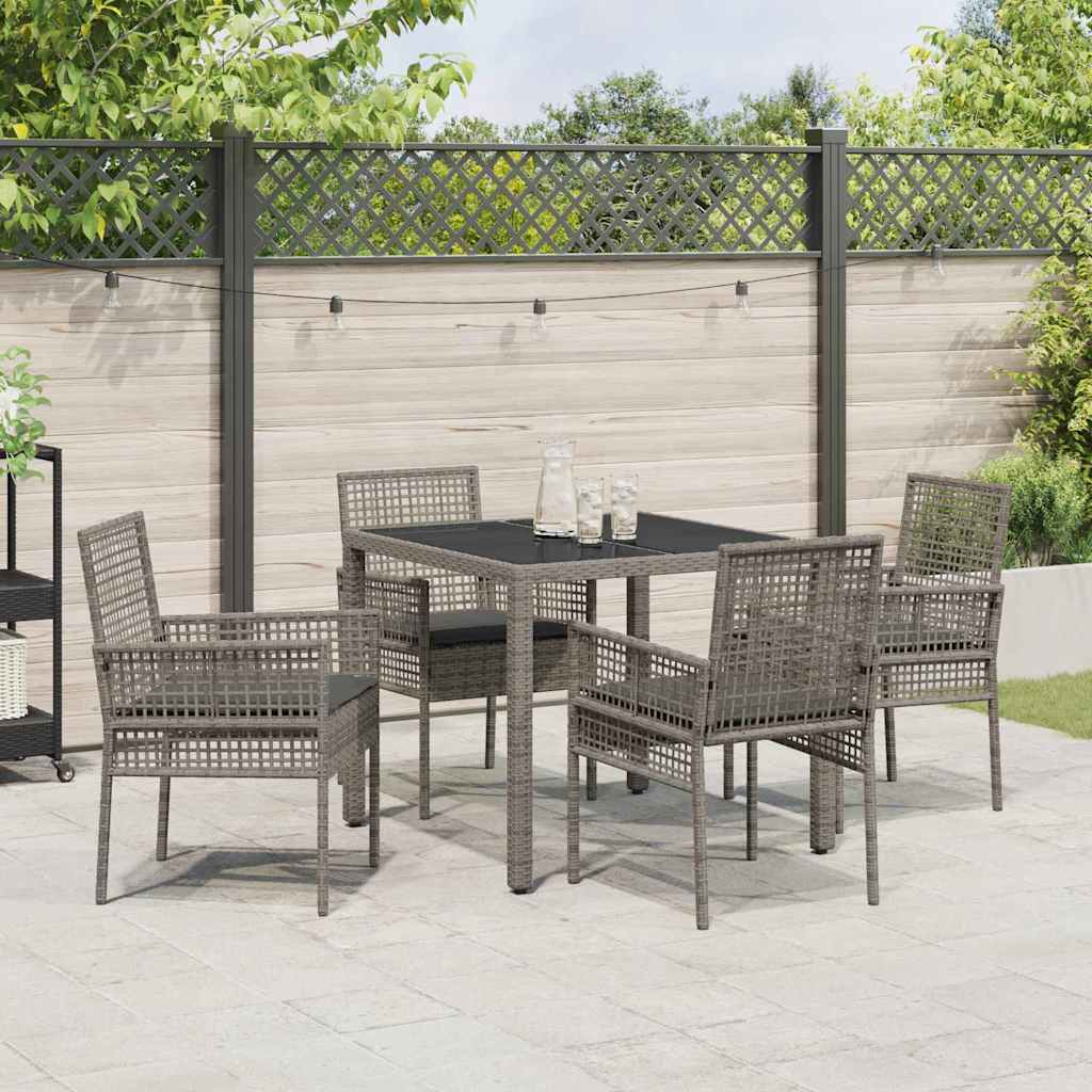 Set da Pranzo per Giardino 5 pcs Grigio polyrattan | homemem39
