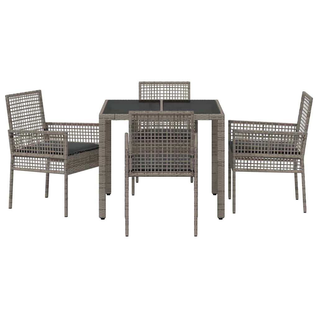 Set da Pranzo per Giardino 5 pcs Grigio polyrattan | homemem39
