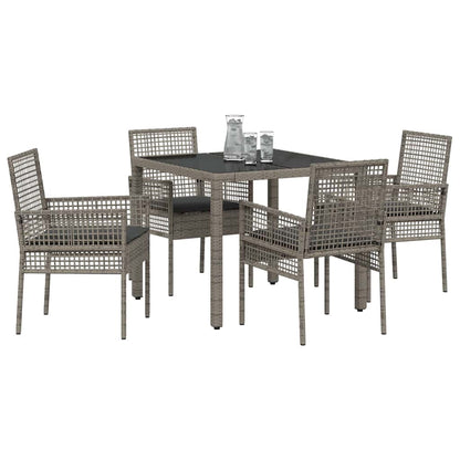 Set da Pranzo per Giardino 5 pcs Grigio polyrattan | homemem39