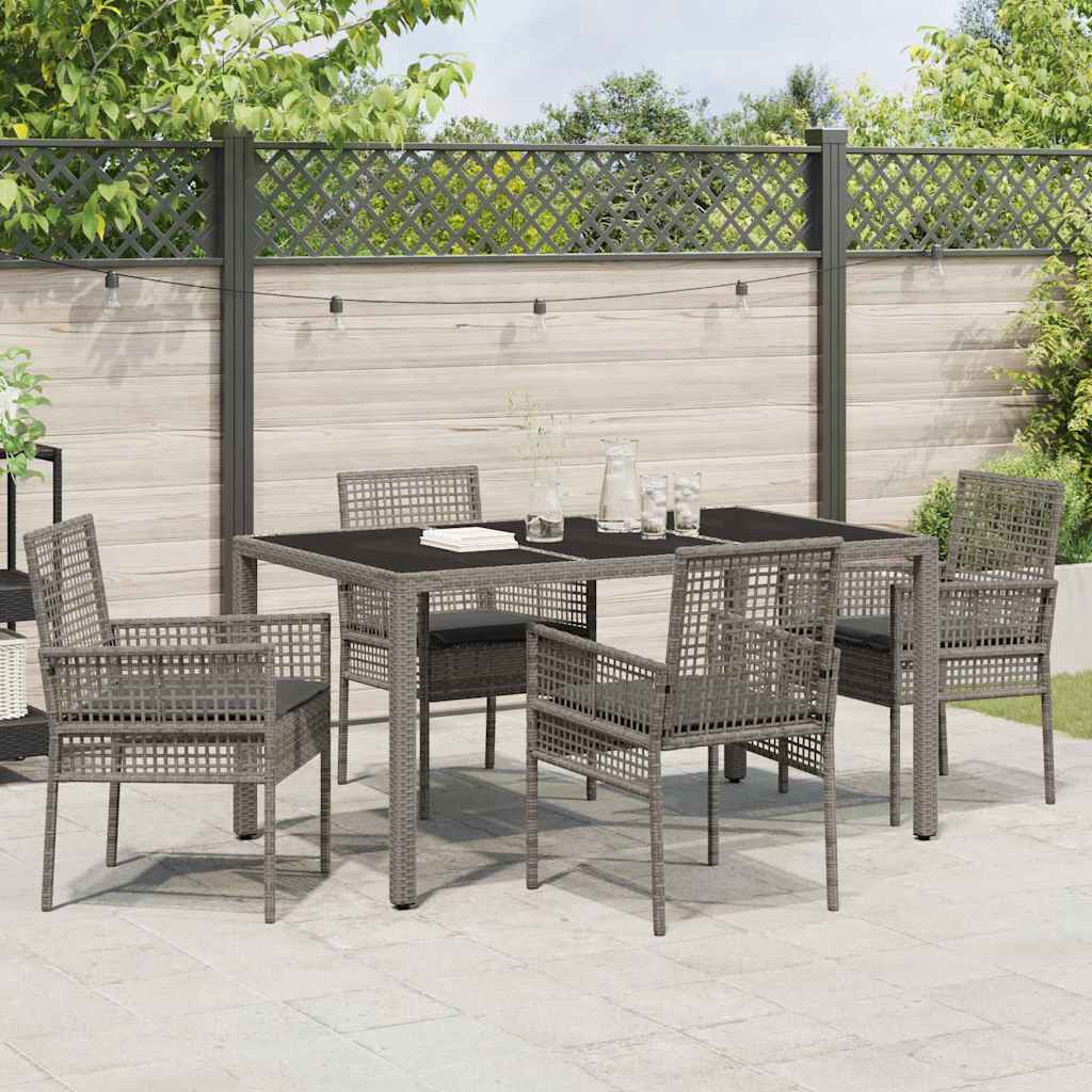 Set da Pranzo per Giardino 5 pcs Grigio polyrattan | homemem39