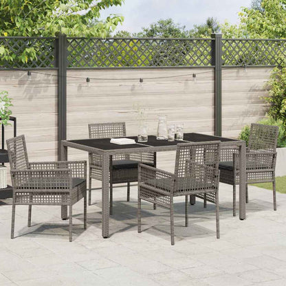Set da Pranzo per Giardino 5 pcs Grigio polyrattan | homemem39