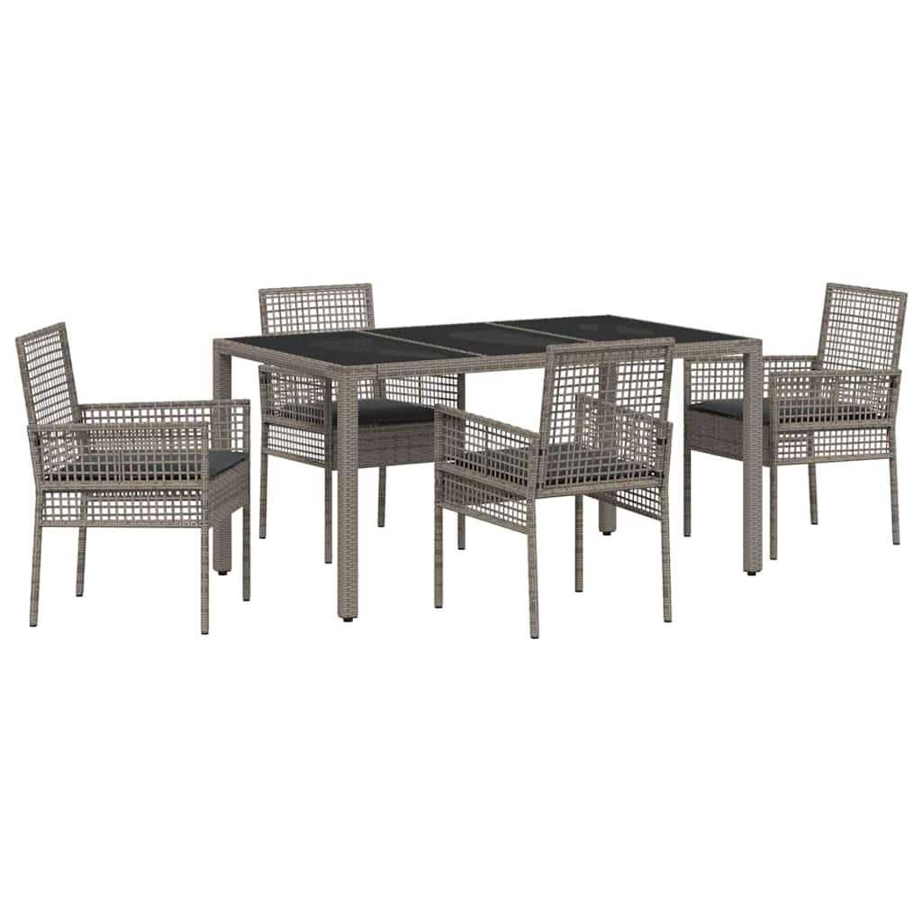 Set da Pranzo per Giardino 5 pcs Grigio polyrattan | homemem39