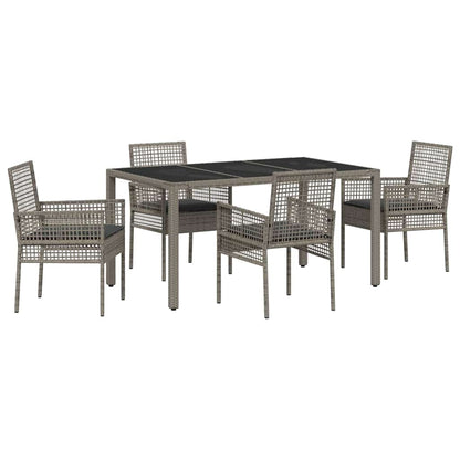 Set da Pranzo per Giardino 5 pcs Grigio polyrattan | homemem39