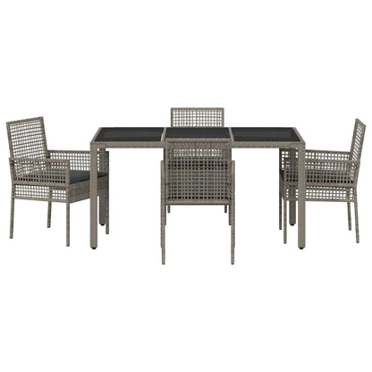 Set da Pranzo per Giardino 5 pcs Grigio polyrattan | homemem39