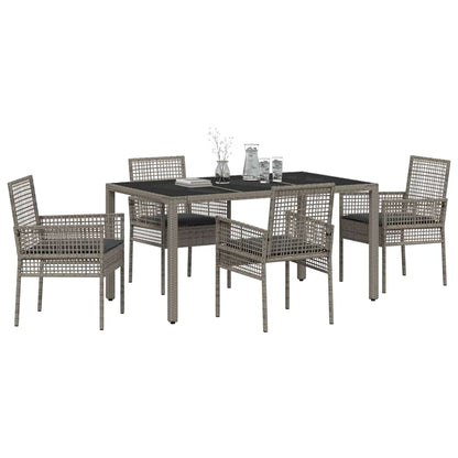 Set da Pranzo per Giardino 5 pcs Grigio polyrattan | homemem39