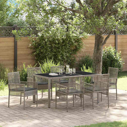 Set da Pranzo per Giardino 7 pcs Grigio polyrattan | homemem39