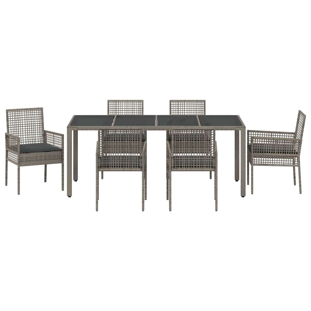 Set da Pranzo per Giardino 7 pcs Grigio Poly Rattan - homemem39