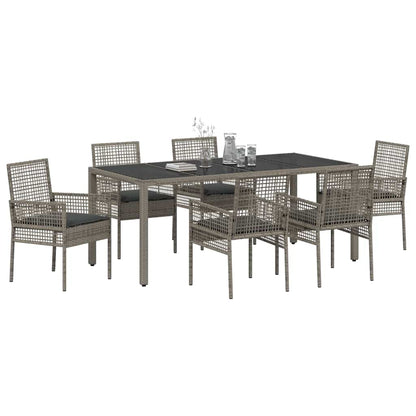 Set da Pranzo per Giardino 7 pcs Grigio Poly Rattan - homemem39