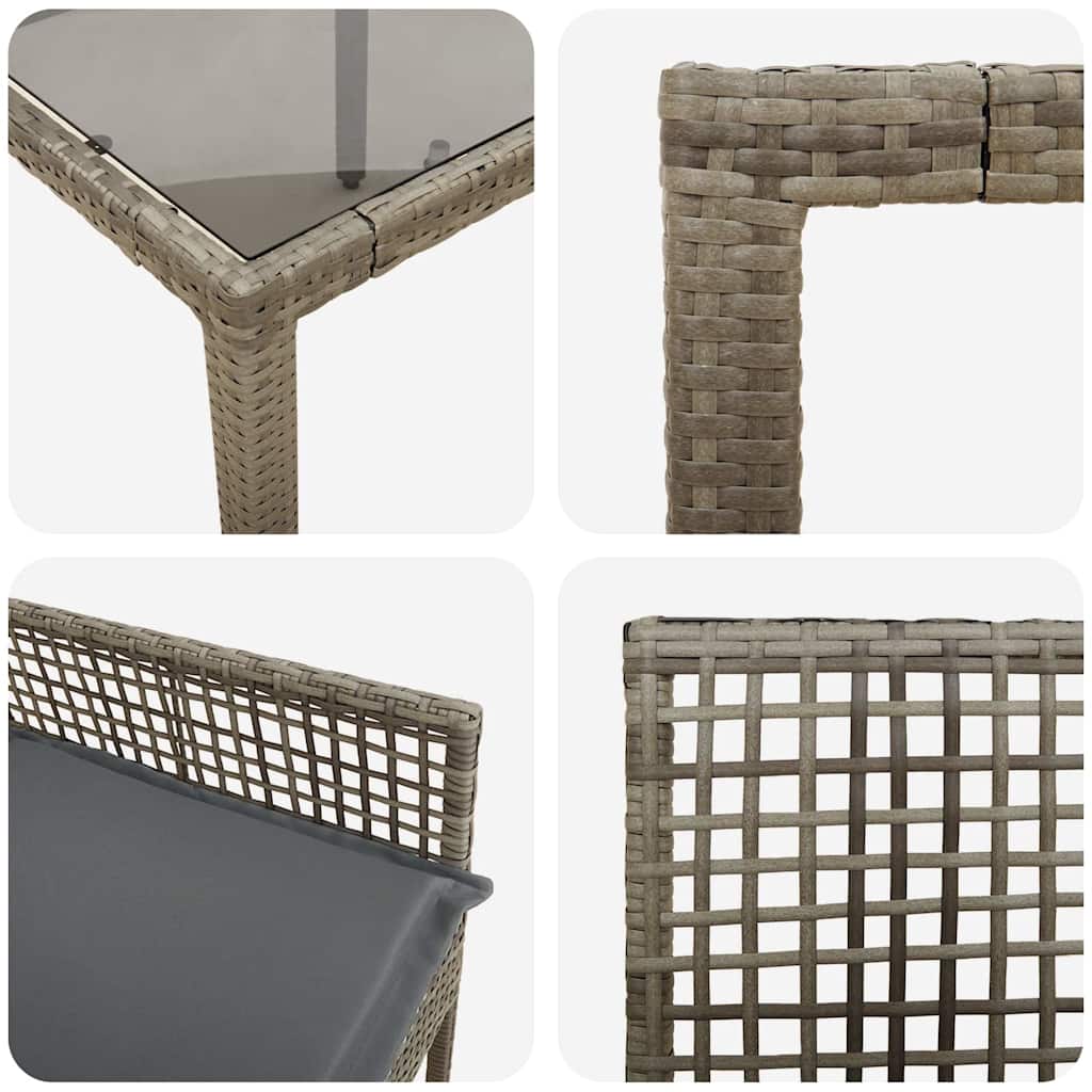 Set da Pranzo per Giardino 9 pcs Grigio polyrattan | homemem39