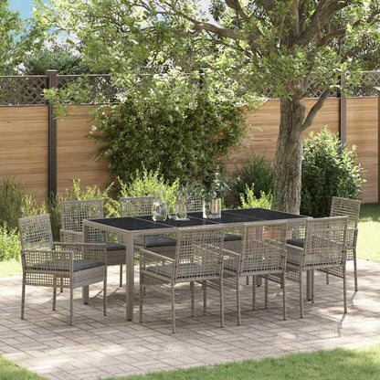 Set da Pranzo per Giardino 9 pcs Grigio polyrattan | homemem39