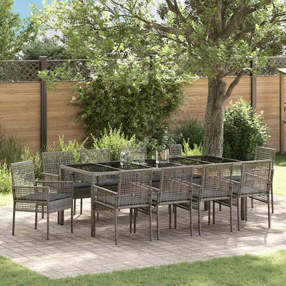 Set da Pranzo per Giardino 11 pcs Grigio polyrattan | homemem39