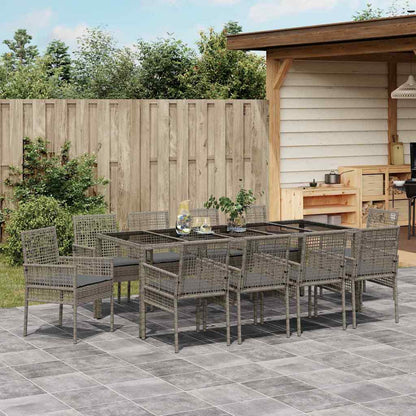 Set da Pranzo per Giardino 11 pcs Grigio polyrattan | homemem39