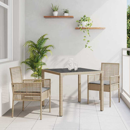 Set da Pranzo per Giardino 3 pcs Beige polyrattan | homemem39