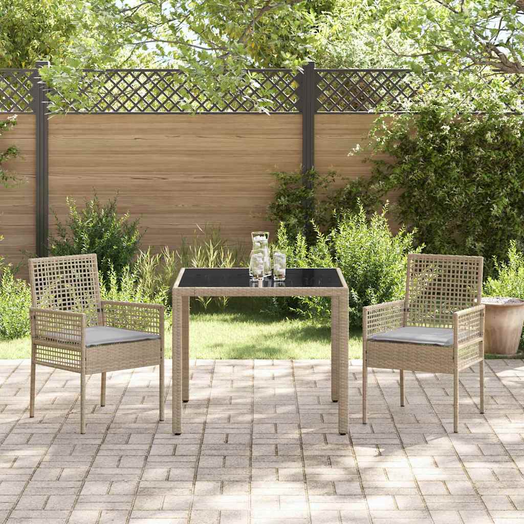 Set da Pranzo per Giardino 3 pcs Beige polyrattan | homemem39