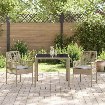Set da Pranzo per Giardino 3 pcs Beige polyrattan | homemem39