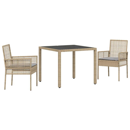 Set da Pranzo per Giardino 3 pcs Beige polyrattan | homemem39