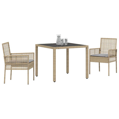 Set da Pranzo per Giardino 3 pcs Beige polyrattan | homemem39