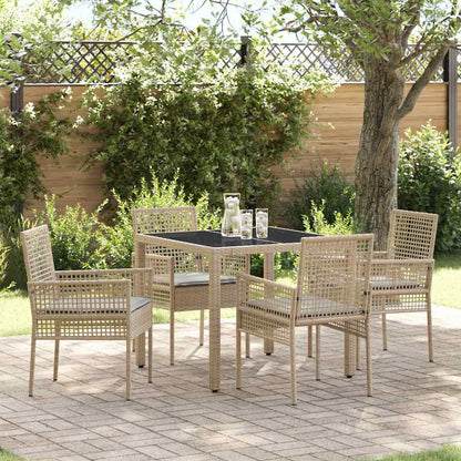 Set da Pranzo per Giardino 5 pcs Beige polyrattan | homemem39