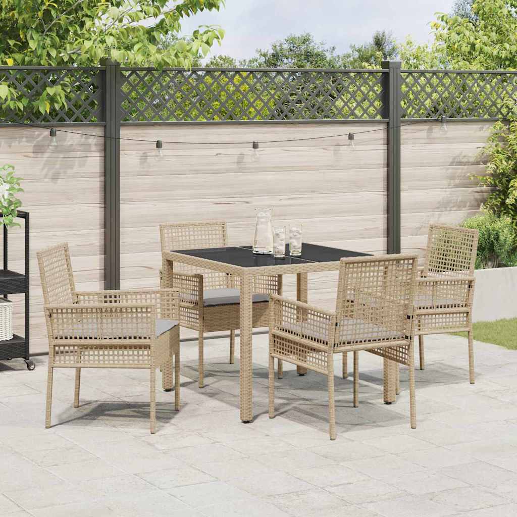 Set da Pranzo per Giardino 5 pcs Beige polyrattan | homemem39