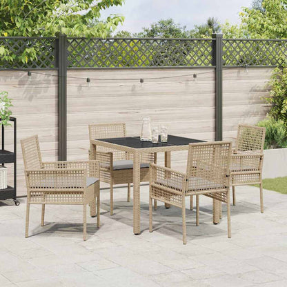 Set da Pranzo per Giardino 5 pcs Beige polyrattan | homemem39