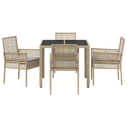 Set da Pranzo per Giardino 5 pcs Beige polyrattan | homemem39