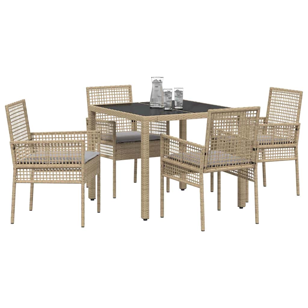 Set da Pranzo per Giardino 5 pcs Beige polyrattan | homemem39
