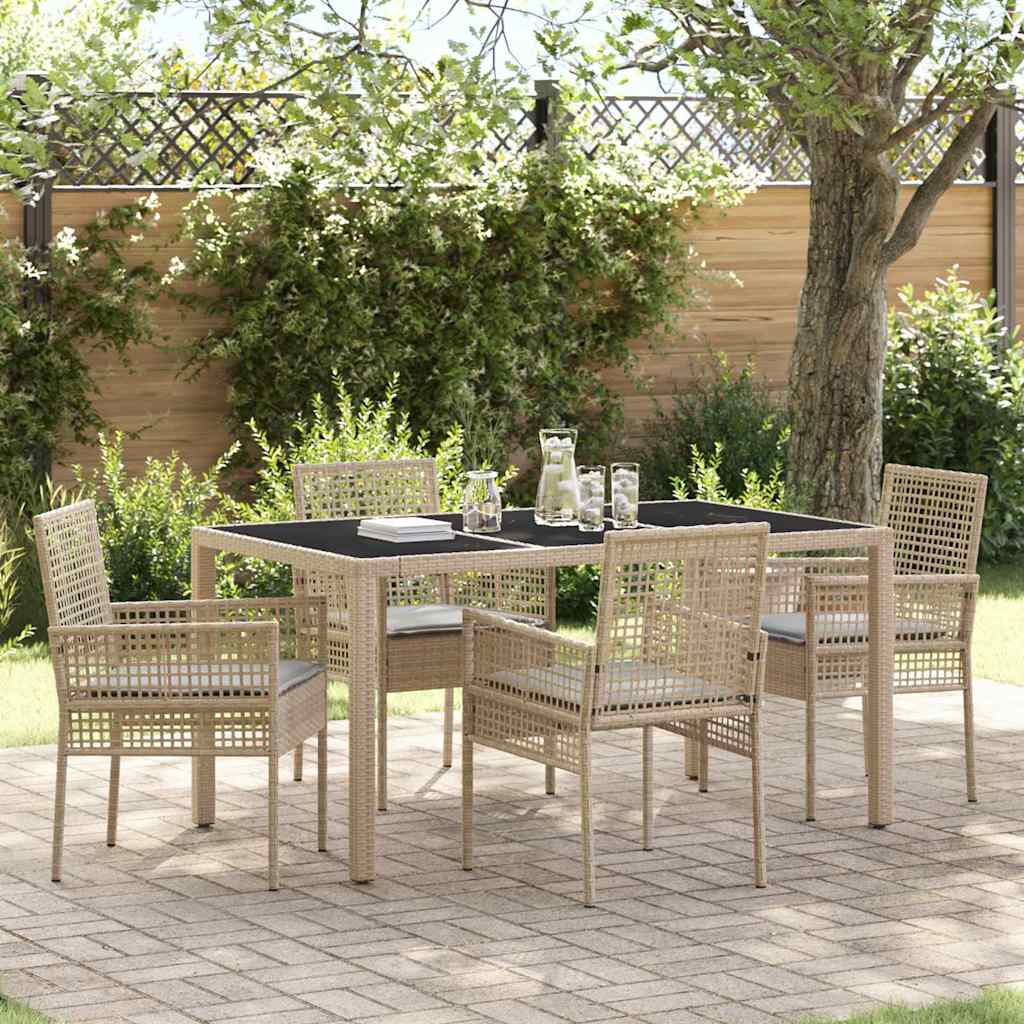 Set da Pranzo per Giardino 5 pcs Beige polyrattan | homemem39
