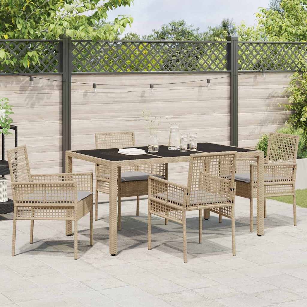 Set da Pranzo per Giardino 5 pcs Beige polyrattan | homemem39