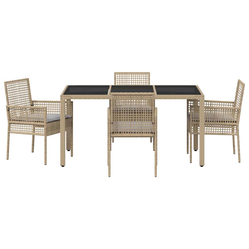 Set da Pranzo per Giardino 5 pcs Beige polyrattan | homemem39