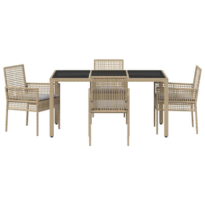 Set da Pranzo per Giardino 5 pcs Beige polyrattan | homemem39