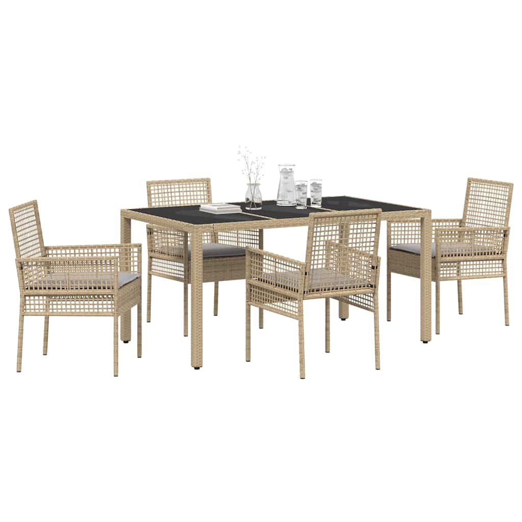 Set da Pranzo per Giardino 5 pcs Beige polyrattan | homemem39