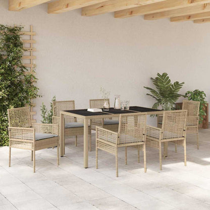 Set da Pranzo per Giardino 7 pcs Beige polyrattan | homemem39