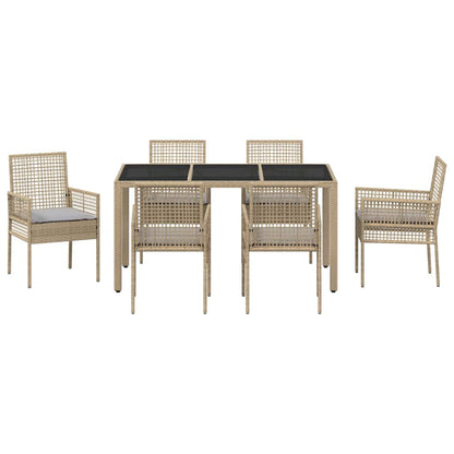 Set da Pranzo per Giardino 7 pcs Beige polyrattan | homemem39