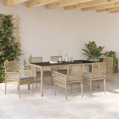 Set da Pranzo per Giardino 7 pcs Beige polyrattan | homemem39