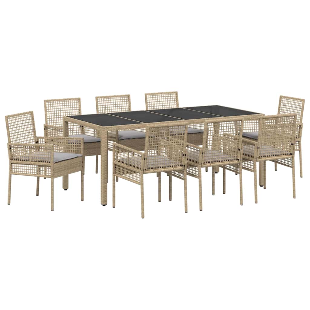 Set da Pranzo per Giardino 9 pcs Beige polyrattan | homemem39