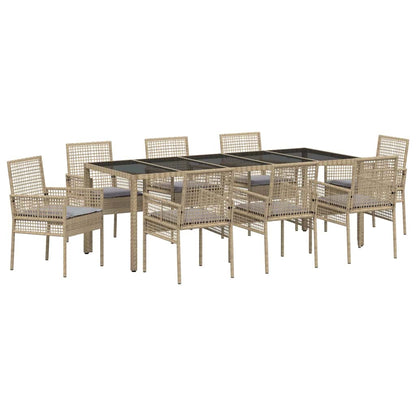 Set da Pranzo per Giardino 9 pcs Beige polyrattan | homemem39