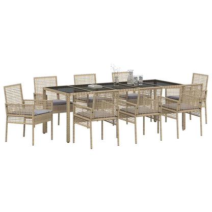 Set da Pranzo per Giardino 9 pcs Beige polyrattan | homemem39