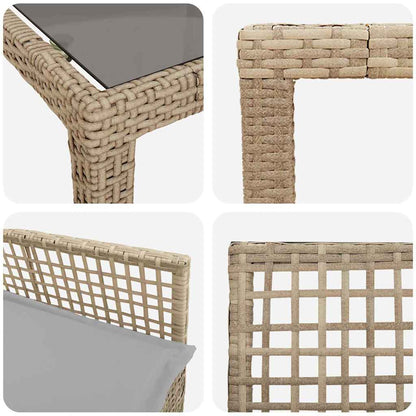 Set da Pranzo per Giardino 11 pcs Beige polyrattan | homemem39