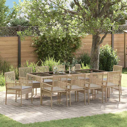 Set da Pranzo per Giardino 11 pcs Beige polyrattan | homemem39