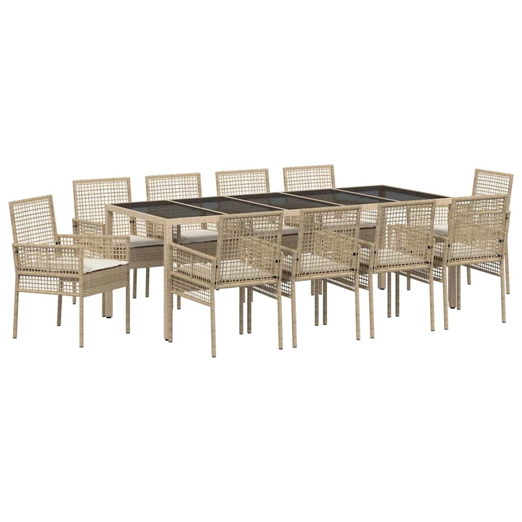Set da Pranzo per Giardino 11 pcs Beige polyrattan | homemem39
