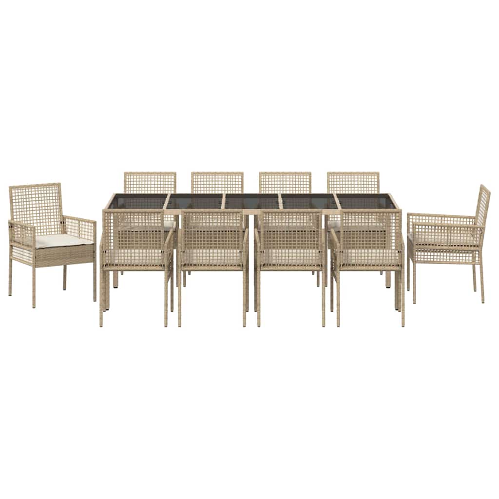 Set da Pranzo per Giardino 11 pcs Beige polyrattan | homemem39